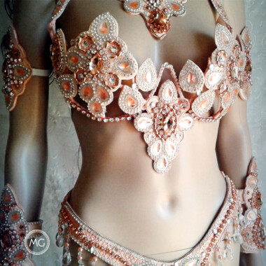Golden Peach samba costume by Miss Glamurosa Costumes