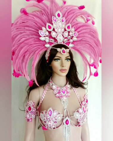 Niña Bonita Samba Costume by Miss Glamurosa Costumes - Pink, Fuchsia, Rose & Silver