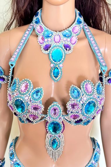 Beleza Royal blue lavender samba costume by Miss Glamurosa Costumes