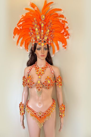 Queen Belle - orange samba costume by Miss Glamurosa Costumes