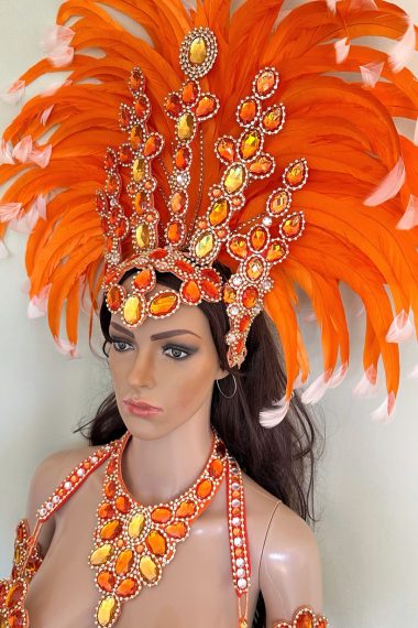 Queen Belle - orange samba costume by Miss Glamurosa Costumes